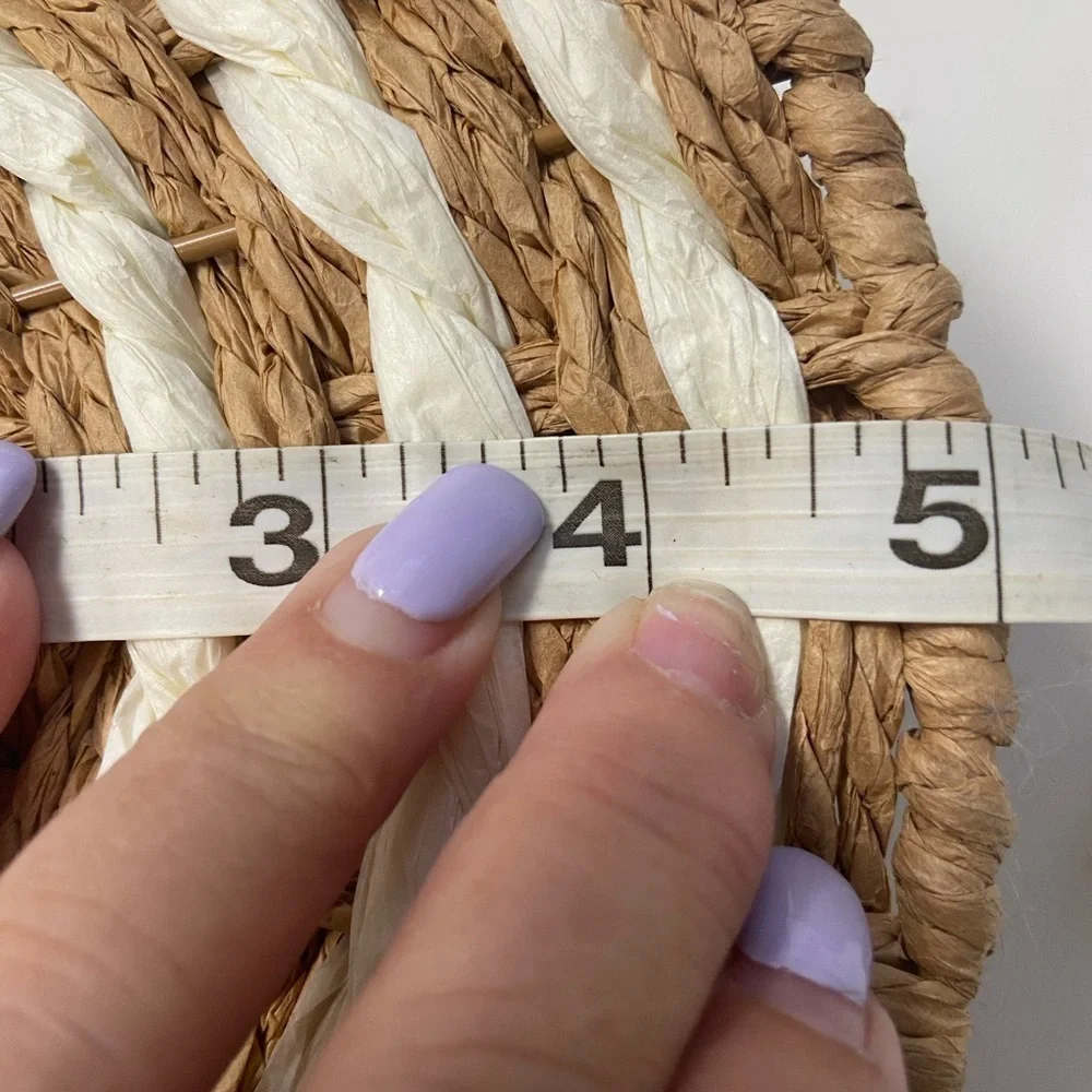 Woven Natural Fiber‎ rainbow white beige Half-Moon Basket